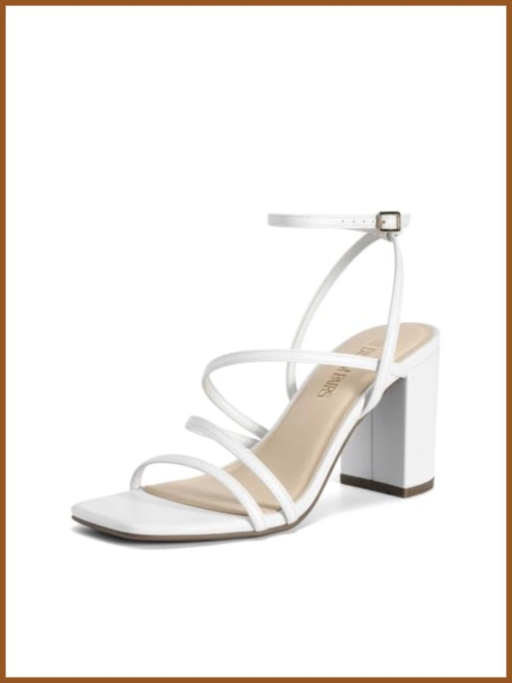Womens Chunky Block Heel Sandals Faux Leather Square Toe Dress